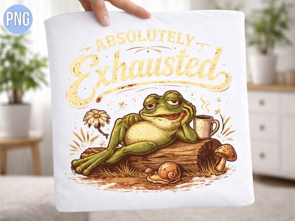 Absolutely Exhausted Funny Frog PNG: Elevating Digital Design with Relatable Humor