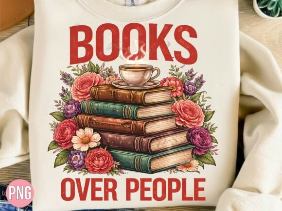 Books over People Floral Vintage PNG: A Digital Asset for Creative Storytelling
