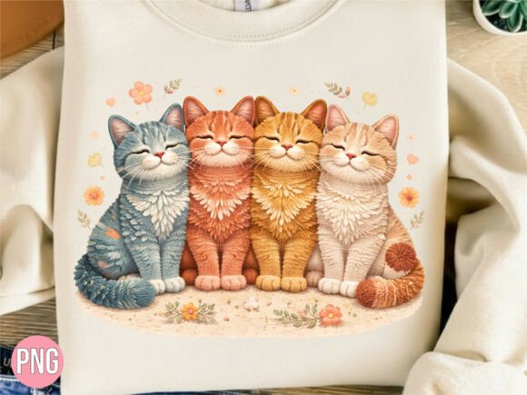 Bringing Whimsy to Life with Cute Watercolor Four Fluffy Cats PNG