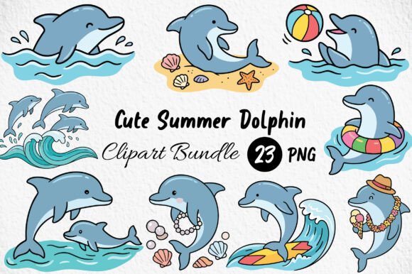 Cute Summer Dolphin Clipart: Strategic Asset for Creative Branding and Design