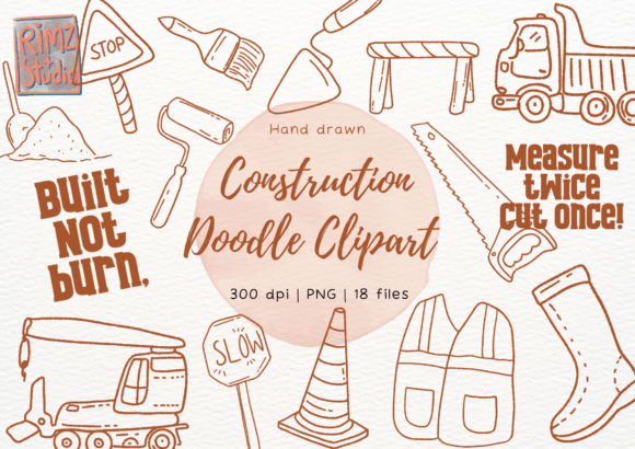 Elevate Your Creative Projects with Construction Doodles Clipart Hand Drawn