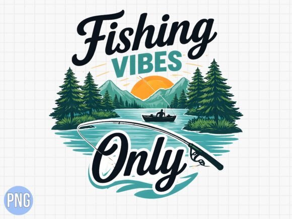 Evaluating the Base Fishing Vibes Only Sunset Lake PNG for Professional Print and Digital Use