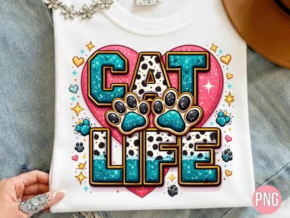 Glitter Teal Leopard Print Cat Life PNG: Elevating Your Creative Projects with Premium Digital Design