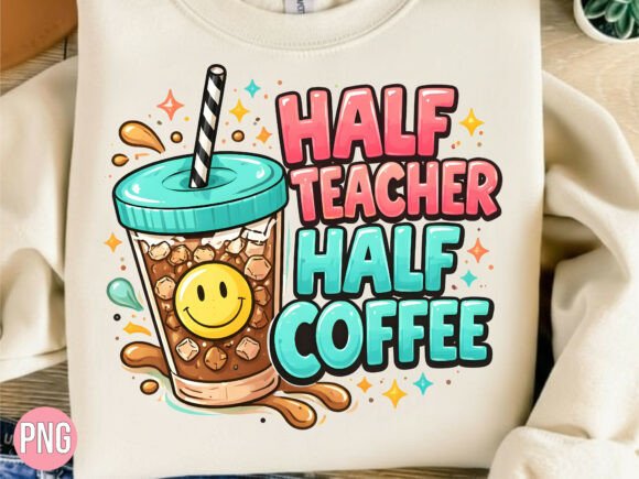 Half Teacher Half Coffee Cup PNG Shirt Design
