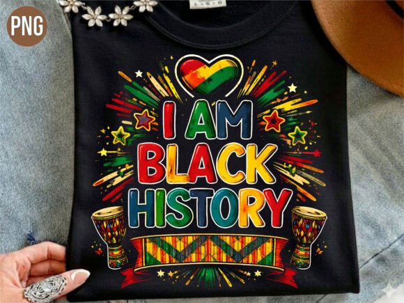 I Am Black History Djembe Drum PNG Design