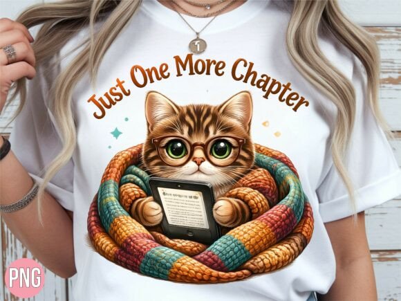 Just One More Chapter Cat PNG