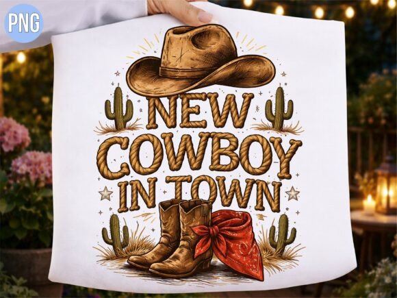New Cowboy in Town Western Boot Hat PNG