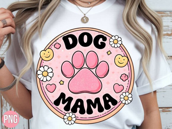 Pink Pet Paw Print Dog Mama Circle PNG