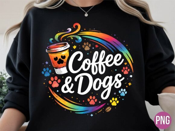 Rainbow Coffee & Dogs Caffeine Pet PNG