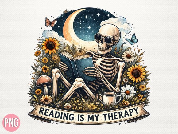 Reading is My Therapy Skeleton Books PNG: A Practical Guide for Designers and POD Sellers
