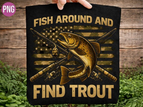 Vintage Camo Trout Hunter PNG